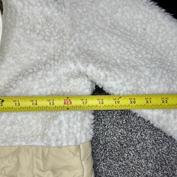 Abercrombie & Fitch Sherpa Quilted Longline Liner Coat Jacket White Tan XS - Picture 5 of 8